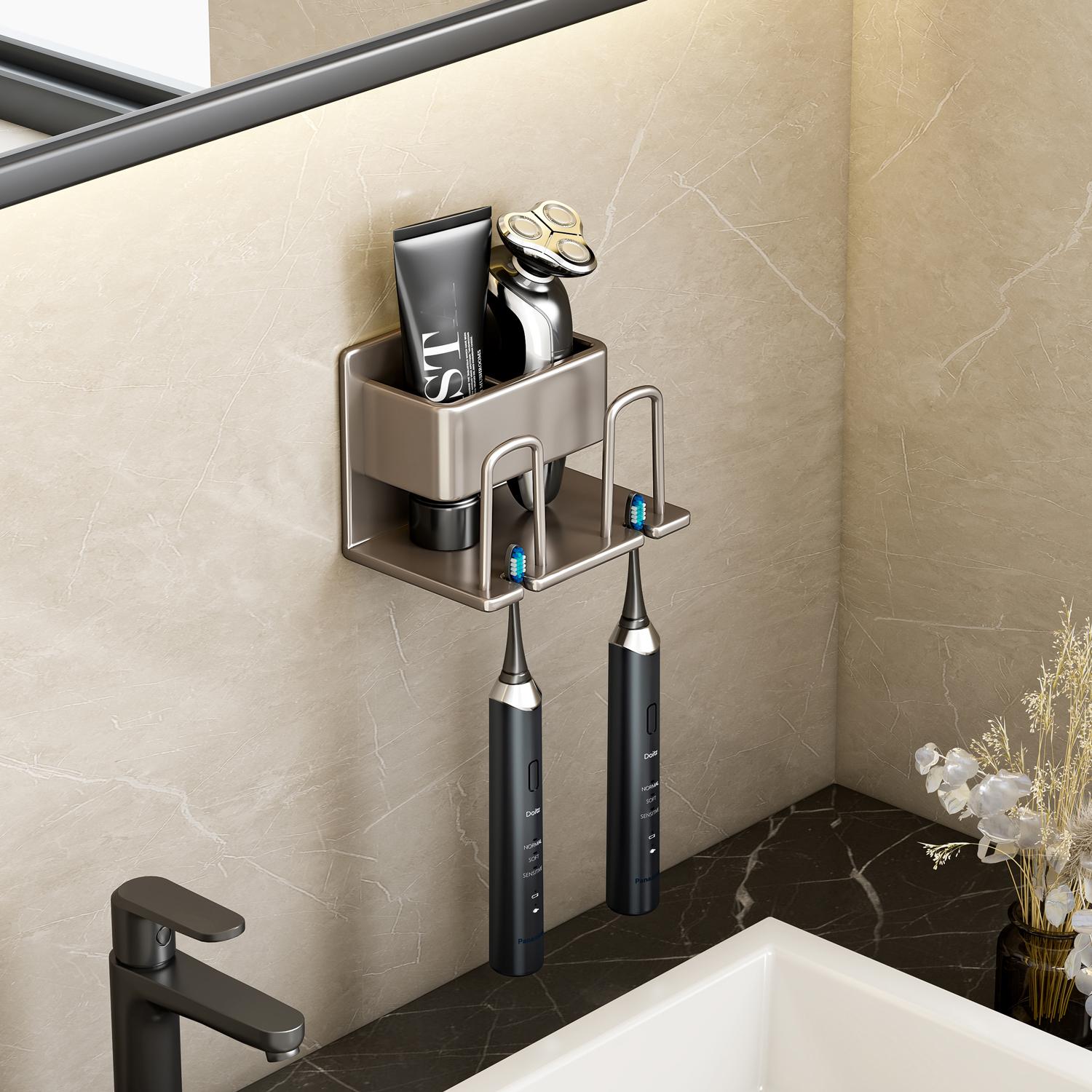 

Алюминиевый настенный держатель для электрической зубной щетки без дырокола, крючок для хранения стаканчиков зубной пасты, органайзер для аксессуаров для ванной комнаты