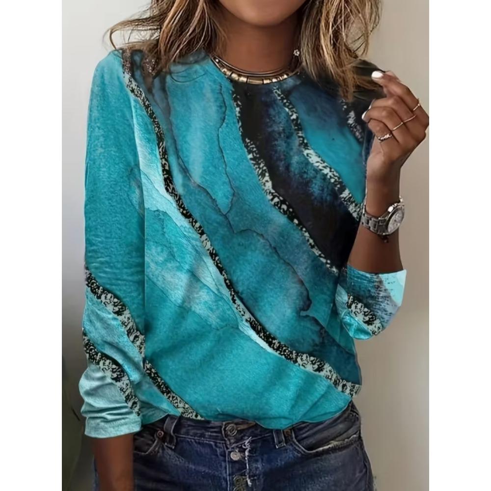 European and American Fashion Women's Casual Round Neck T-shirt Top