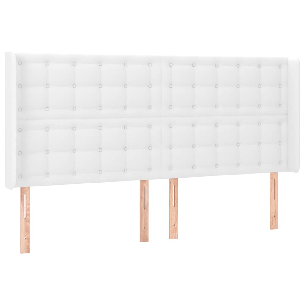 vidaXL Kopfteil mit Ohren Weiß 203x16x118/128 cm Kunstleder