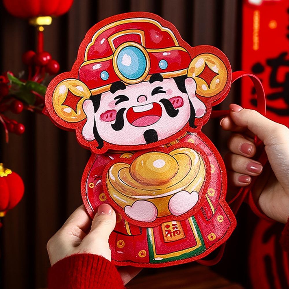

Blessing 2025 New Year Money Pocket Leather Good Luck Red Packets Lucky Money Bag Bonus Style 3