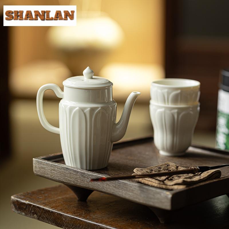 175ML Handmade Ding Kiln White Teapot Luxury Tea Infuser Pot Tea Maker Kettle With Ball Hole Tea Items Accessories Craft Gift