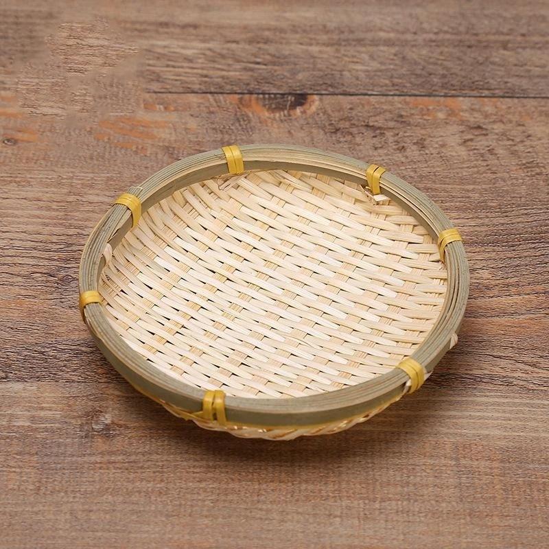 Eco-Friendly Handwoven Natural Bamboo Tray Sturdy Durable for Candle Serving Cosmetic Storage Bathroom Home Decor