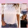 Elegantes Damen-Off-Shoulder-Kurzarm-Spitzen-Lochmuster-Freizeit-T-Shirt-Bluse für Sommerausflüge