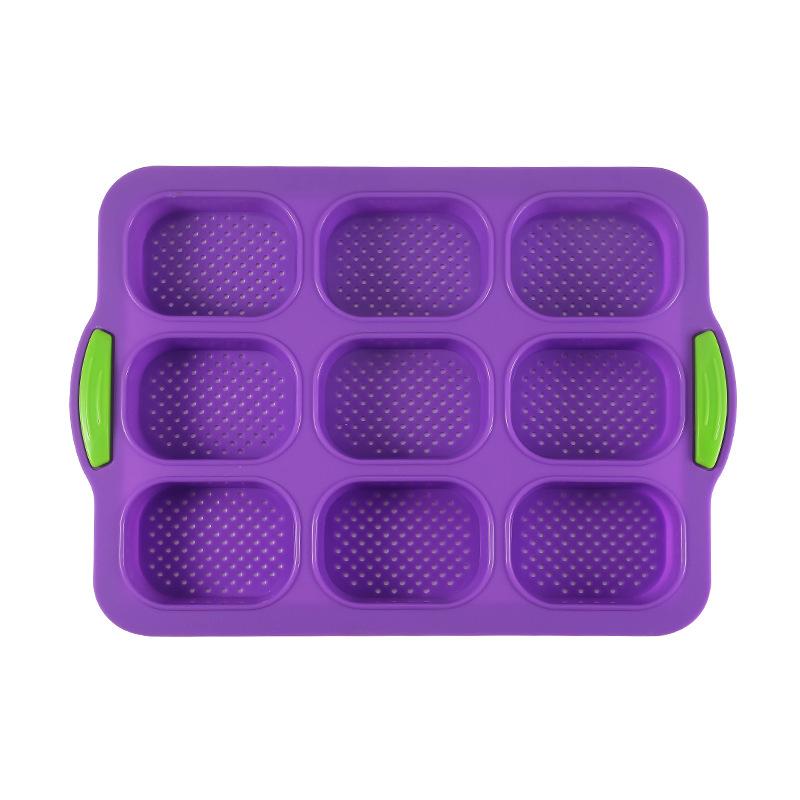 9-Cavity Non-Stick Silicone Oval Baguette Cake Mold for DIY Bread and Baking