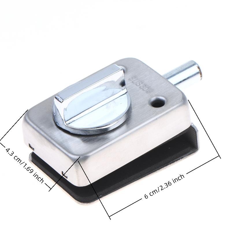 304 Stainless Steel Glass Lock Ground Bolt Ground Lock Anti-Theft Double Swing Hinge Frameless Sliding Door Lock, Brushed Finish