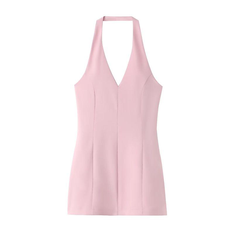 

Kaslead New Arrival Women s Clothing Fashion Style Fashion Hanging Collar Silm Dress 2744777 Pink L