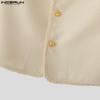 INCERUN Autumn Men Lapel Long Sleeve Buttons Cropped Short Texture Blazer Coats
