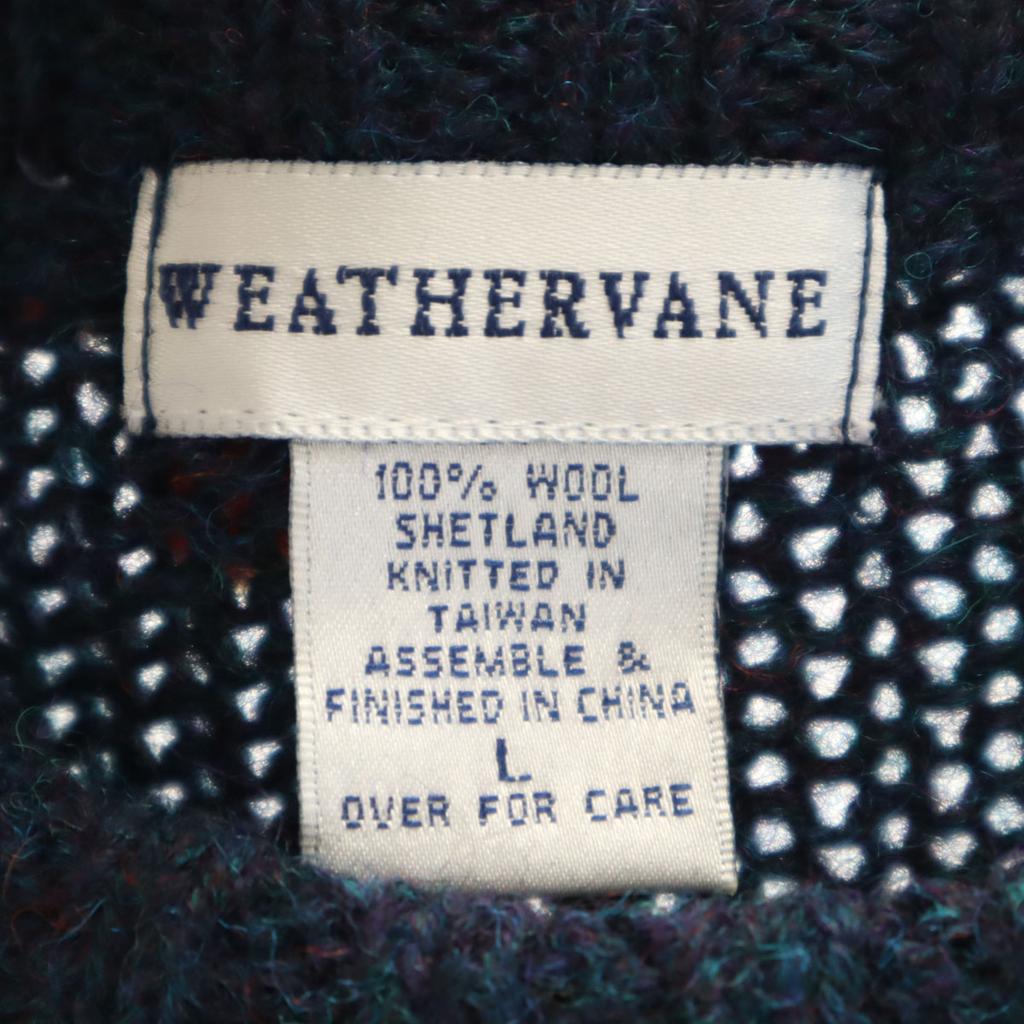 WEATHERVANE 90s Old Overall handle Long sleeve sweater L Navy system knit Men's Used