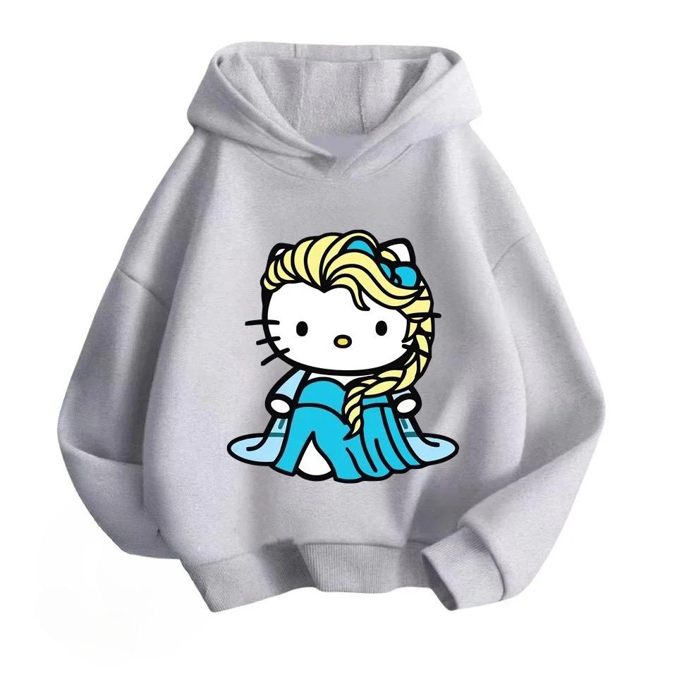 New Warm Children's Hoodies for Autumn and Winter, Cartoon Cat Pattern Boys' and Girls' Tops, Comfortable and Soft Sweatshirts