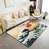 Japanese Ukiyo-e Great Wave Crane & Cherry Blossom Print Area Rug, Non-Slip Floor Mat for Living Room Bedroom Home Decor Carpet