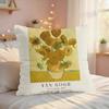 Vincent Van Gogh Nordic Art Cushion Cover Silky Short Plush Invisible Zipper Dustproof Sofa Pillow Case For Home Decor