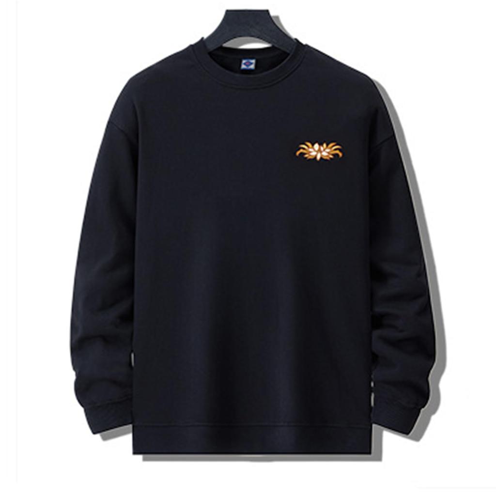 East Rain Long Sleeve with Embroidered Kirin Perfect for Spring and Chinese Loose Round and Perfect for Casual or Everyday FUN404 Men's T-Shirt
