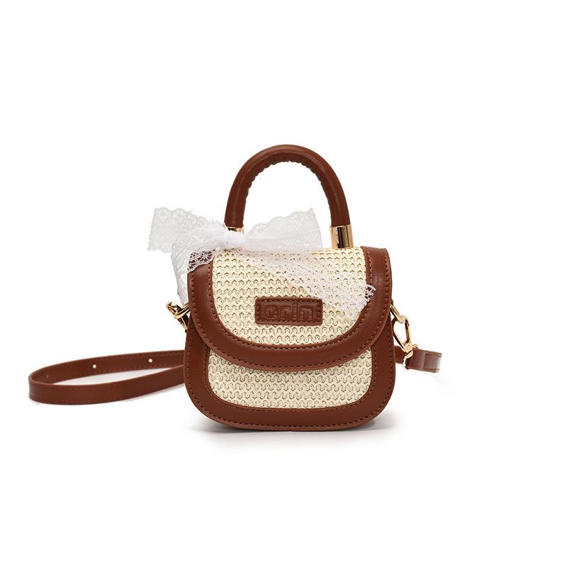 

Вязаная сумочка принцессы, детская сумка через плечо, сочетающаяся с нейтральными цветами, легко коричневый