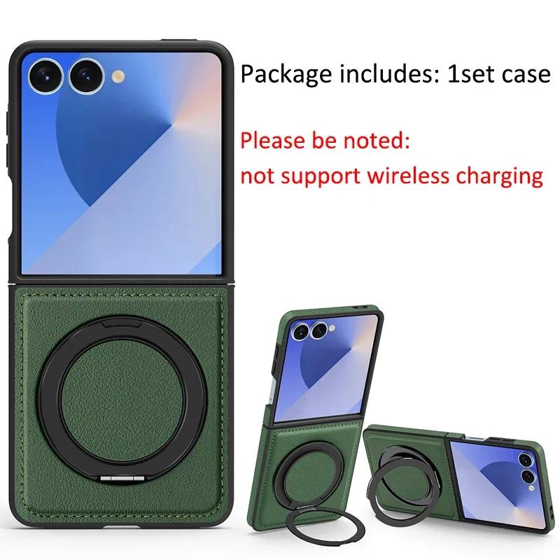 Vysoce kvalitní obchodní černý kožený stojánek na telefon pro Samsung Galaxy Z Flip 7 6 5 4 3 Magnetický držák Zadní ochranný kryt