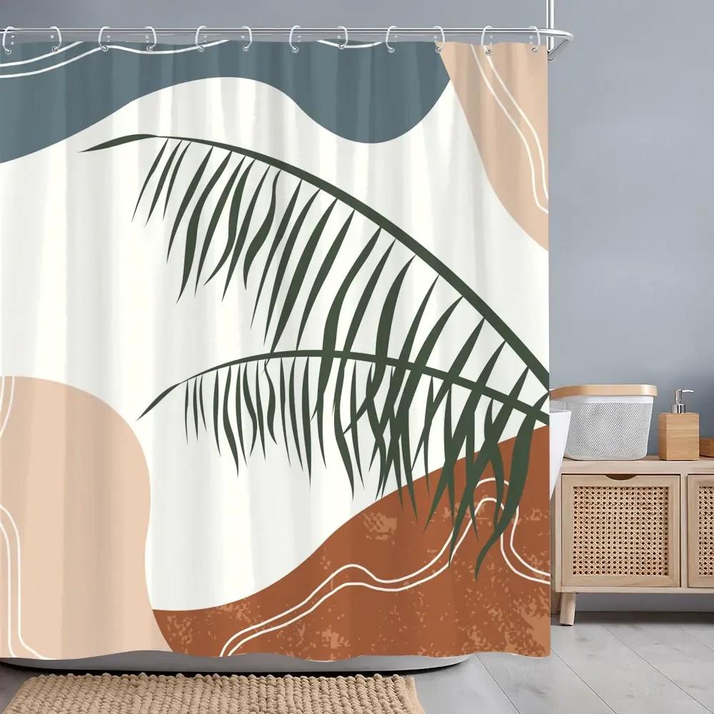 Wodoodporna Zasłona Prysznicowa w Stylu Vintage Geometryczna Abstrakcyjna Linia Prosta Nowoczesna Tkanina Poliestrowa Domowa Zasłona Prysznicowa Dekoracja Łazienki Z Haczykami