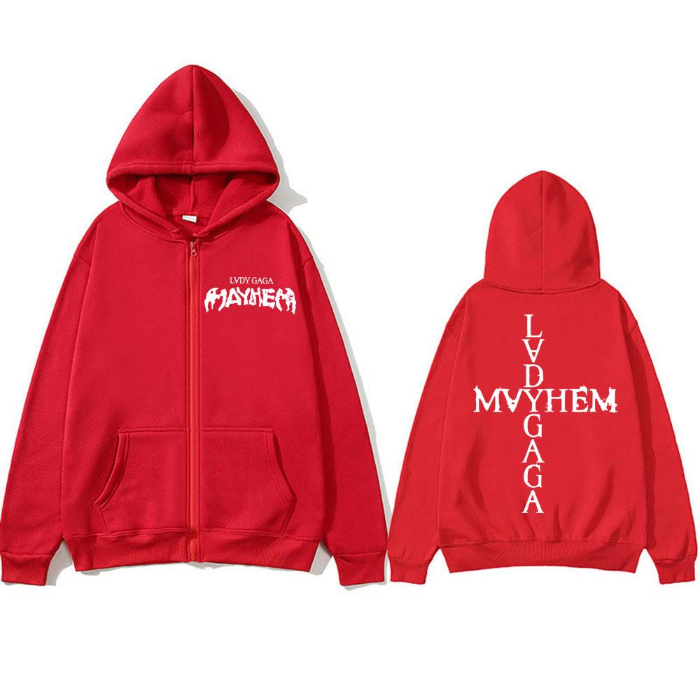 Lady Gaga Mayhem New Album Zipper Hoodies Men Women Fashion Hip Hop Zip Ip Sweatshirt Oversized Fleece Y2k Jackets Streetwear