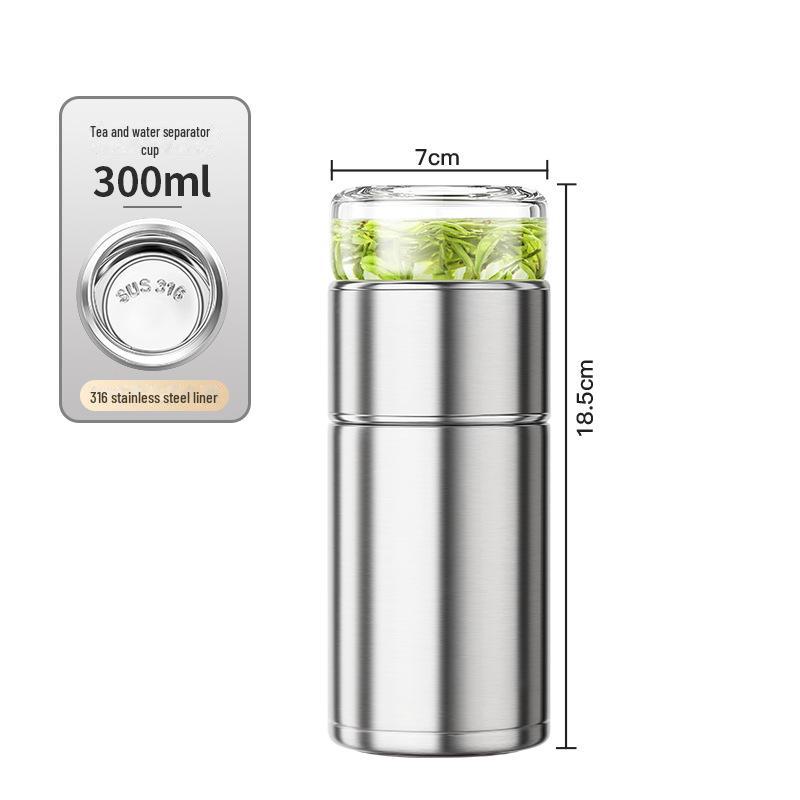 "Portable 316 Stainless Steel Tea Separator Thermos Cup - Unisex Design, Ideal for Tea Brewing and Gifting."