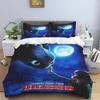"How To Train Your Dragon" Cartoon-Print 3-Piece Bedding Set — Duvet Cover & Pillowcases (Suitable for Teens & Children — Boys &