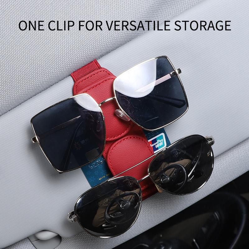 Car sunglasses frame, magnetic leather glasses clip, sun visor, dual card clip, sunglasses frame, and car ticket clip