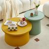 Nordic Style Plastic round Coffee Table Sofa Side Small-Space Corner Table with Wide Storage Desktop for Home Furniture