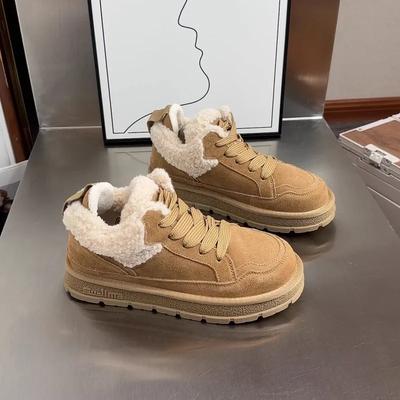 Damen Freizeitschuhe Schneestiefel Herbst und Winter Neue Mode Retro Plüschisolierung Dickbesohlte Baumwollschuhe Thermostiefel