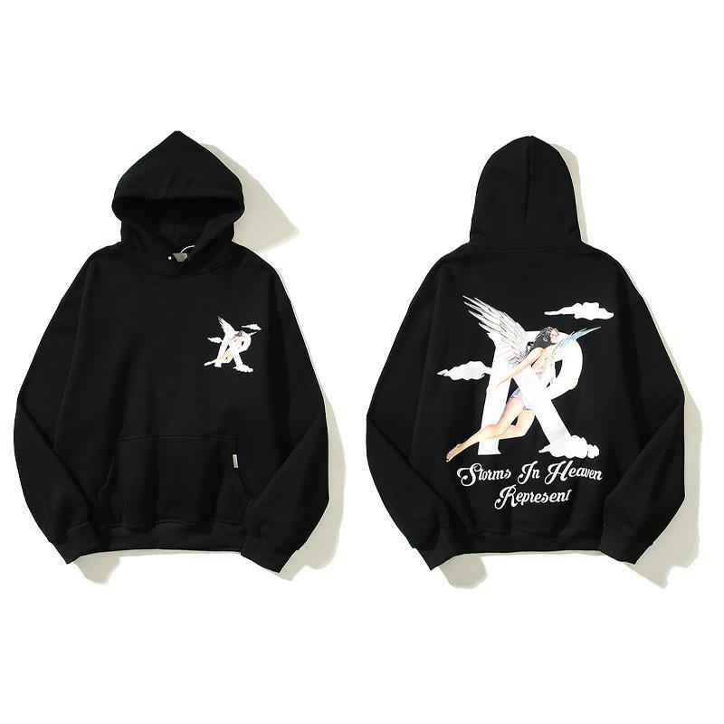 Mens Oversized Hooded Sweatshirt With Letter Print Fleece-Lined Cotton Blend Streetwear Casual Pullover