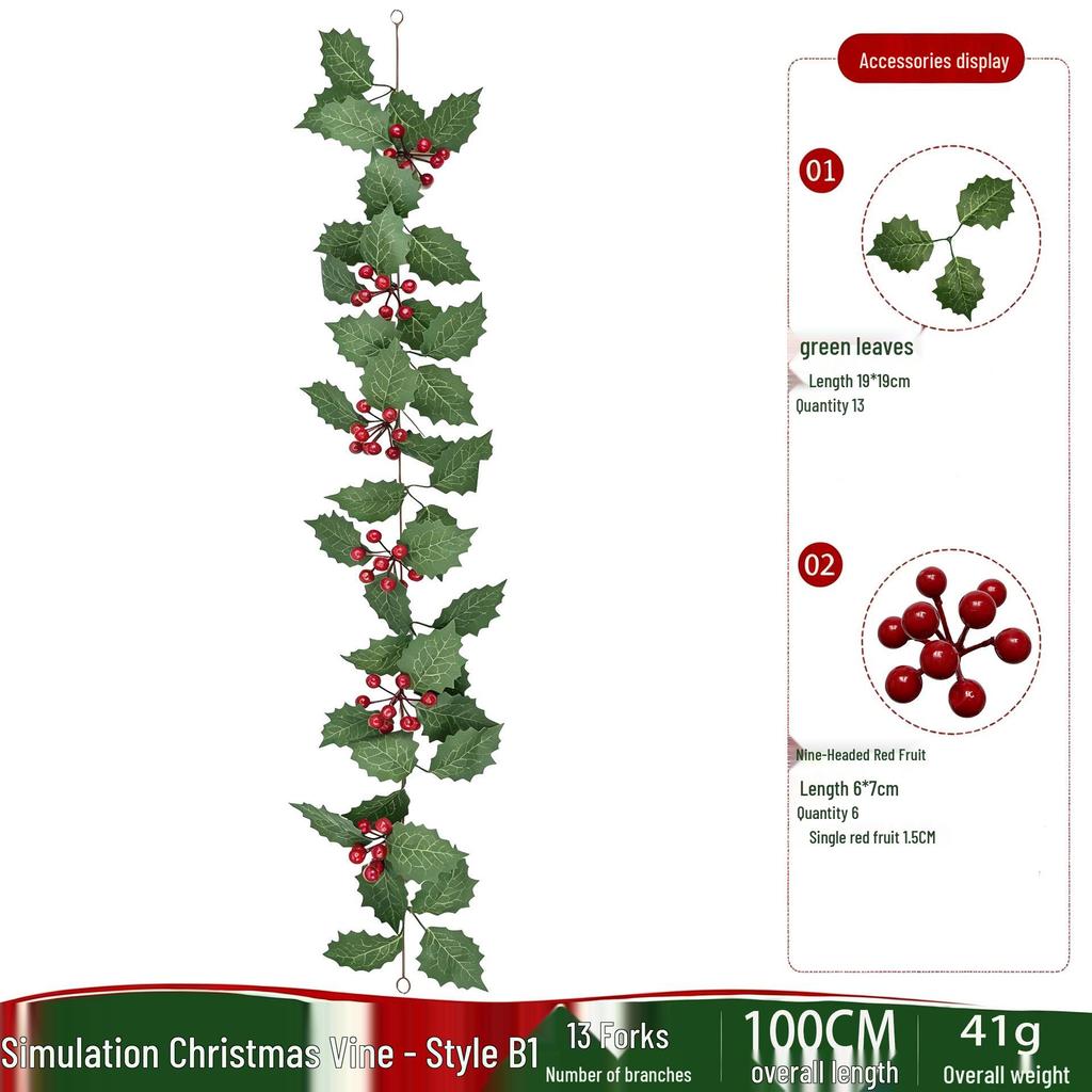 Red Berry Christmas Vine Home Decoration - Festive Party Garland