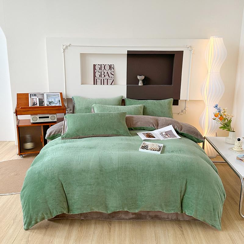 Oboustranná čtyřdílná sada Milk Fleece, zesílené povlečení z korálového fleecu, fleecový termoflanelový povlak na přikrývku