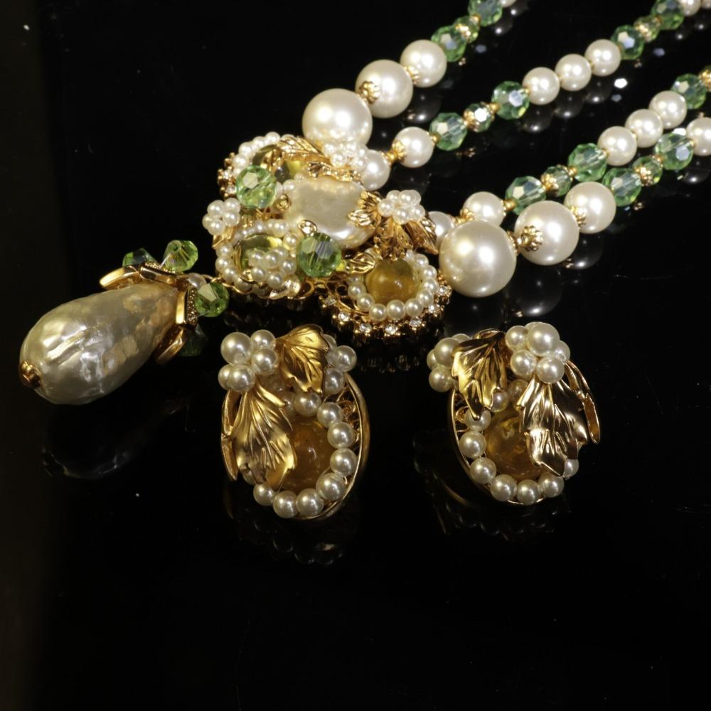 Medieval Jewelry Set, Baroque Water Drop Vintage Court Style Elegant Retro Sweater Chain Pearl Earrings