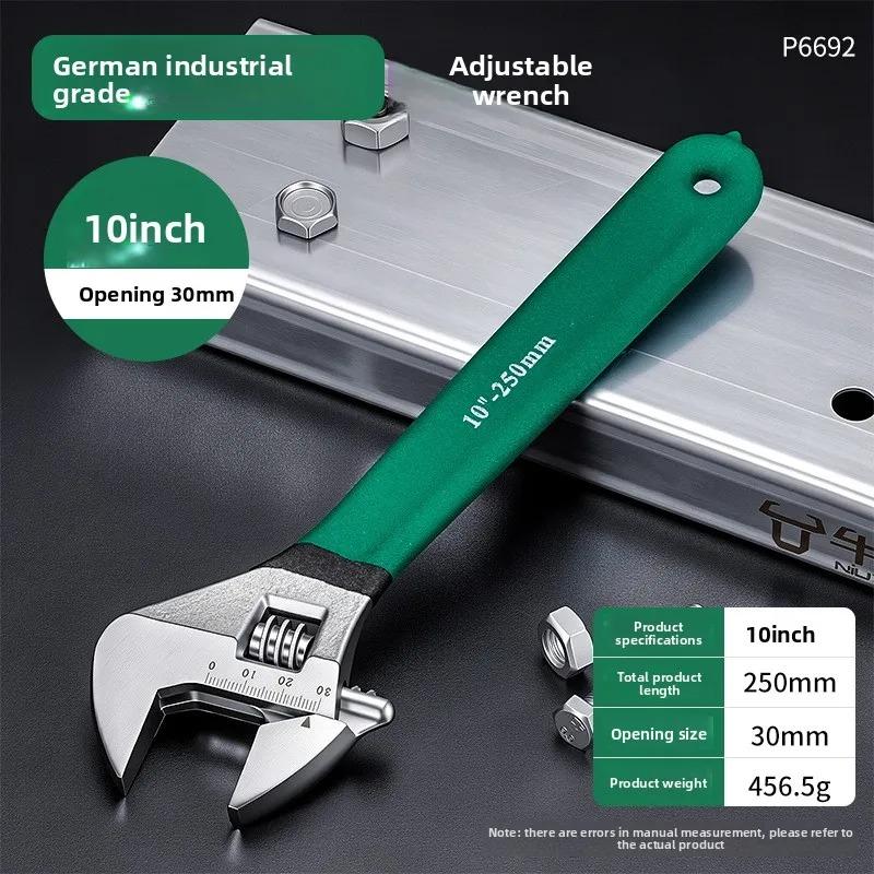 Industrial Heavy Duty Adjustable Wrench Large Opening Anti-Slip Ergonomic Spanner for Motorcycle Mechanical Repair