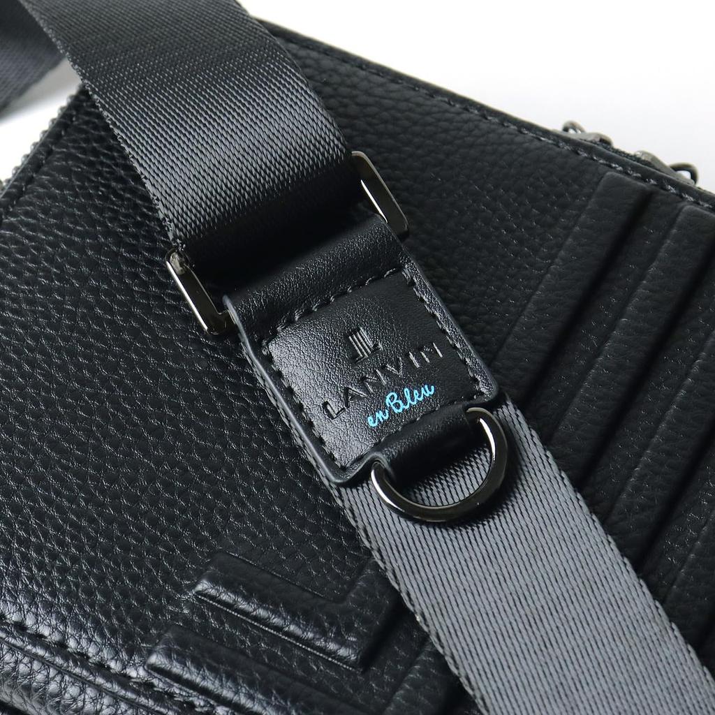 Lanvin en Bleu Tumble Shoulder Bag for Men, Double Size, No. 512122, Black