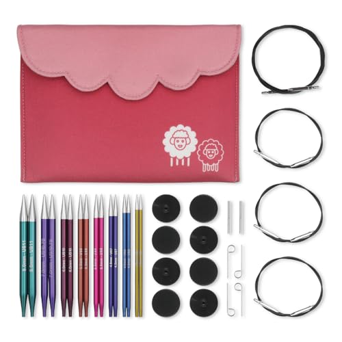 KnitPro Circular Interchangeable Knitting Needle Tips Zing Deluxe Set 3.50 4.00 4.50 5.00 5.50 6.00 7.00 8.00, 26-47424, KP47424, Colorful.