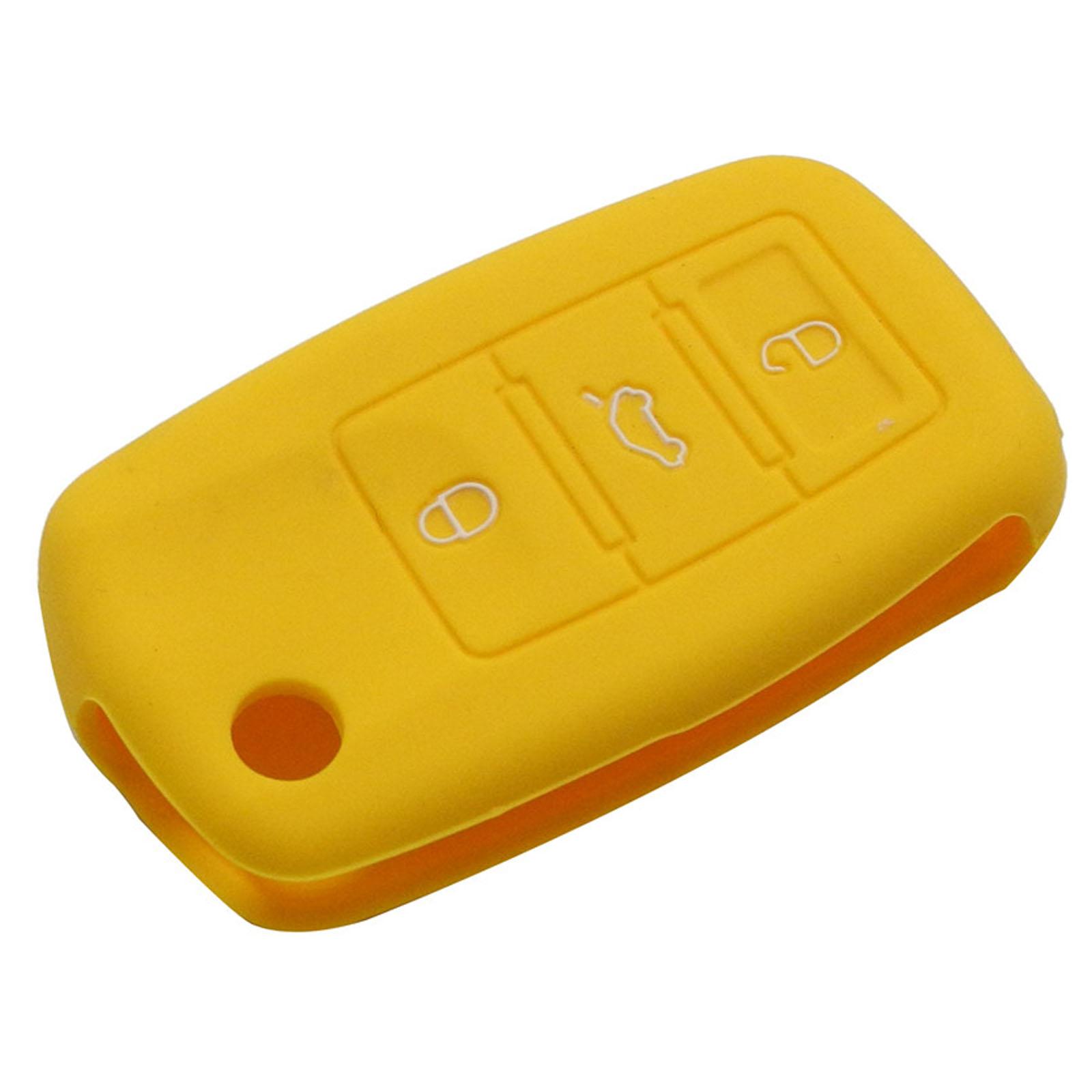 

jingyuqin 3B силиконовый чехол для автомобильного ключа для VW Golf Bora Jetta POLO Passat Skoda Superb Octavia Fabia SEAT Ibiza Leon Procted жёлтый