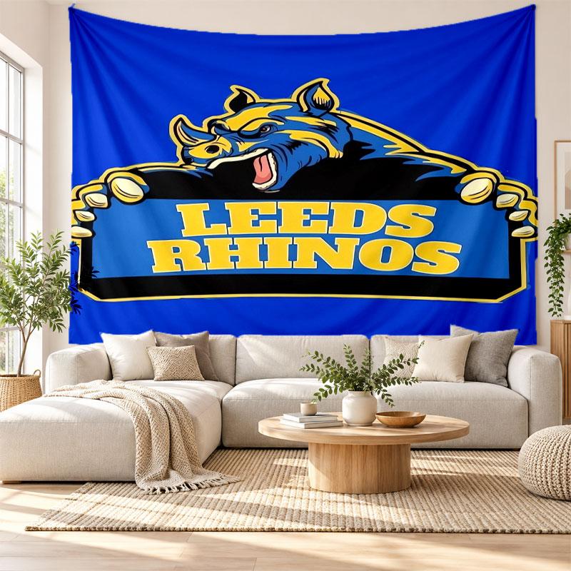 Arazzo da Parete Leeds Rhinos, Appeso a Parete in Tessuto Morbido, Sfondo Decorativo per Camera da Letto Arte da Parete per la Casa