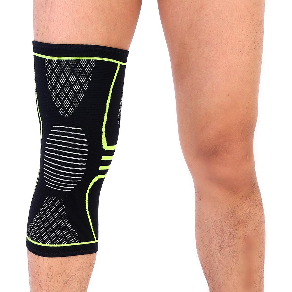 Breathable Weaving Sleeve Support for Running Climbing Nylon Knee Brace Pad(Black   Green M)