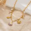 Ocean Series Stainless Steel Necklace: Cartoon Drip Glaze, Pearl, Shell, Fish Tail & Starfish Jewelry for Women