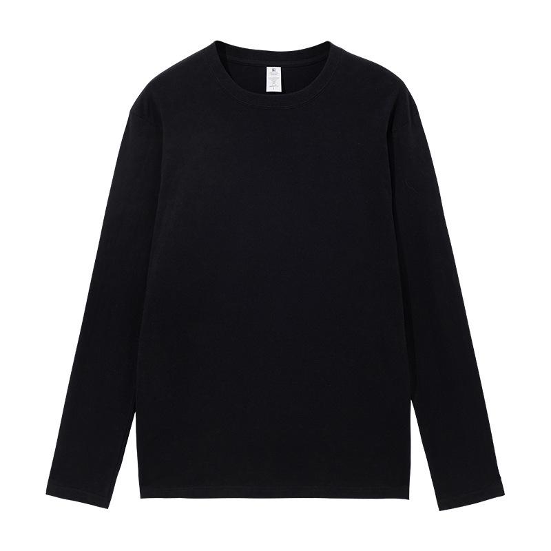 Men's 230g Heavy Cotton Long-Sleeve T-Shirt - Trendy Solid Color Couples' Style for Spring & Autumn