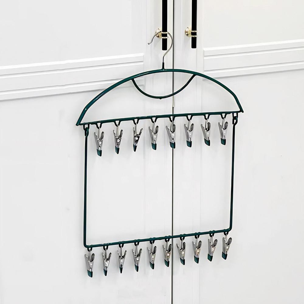 18 Clips Socks Drying Rack Large Capacity Folding Underwear Drying Clips Space Saving Stainless Steel Underwear Socks Holder