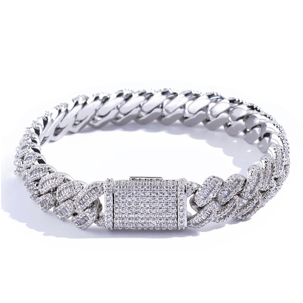 

Хип-хоп мода 12 мм бриллиантовая изысканная кубинская цепь, квадратные и круглые камни смешанной инкрустации, блестящее колье из меди и циркония 7in 17.78cm Bracelet