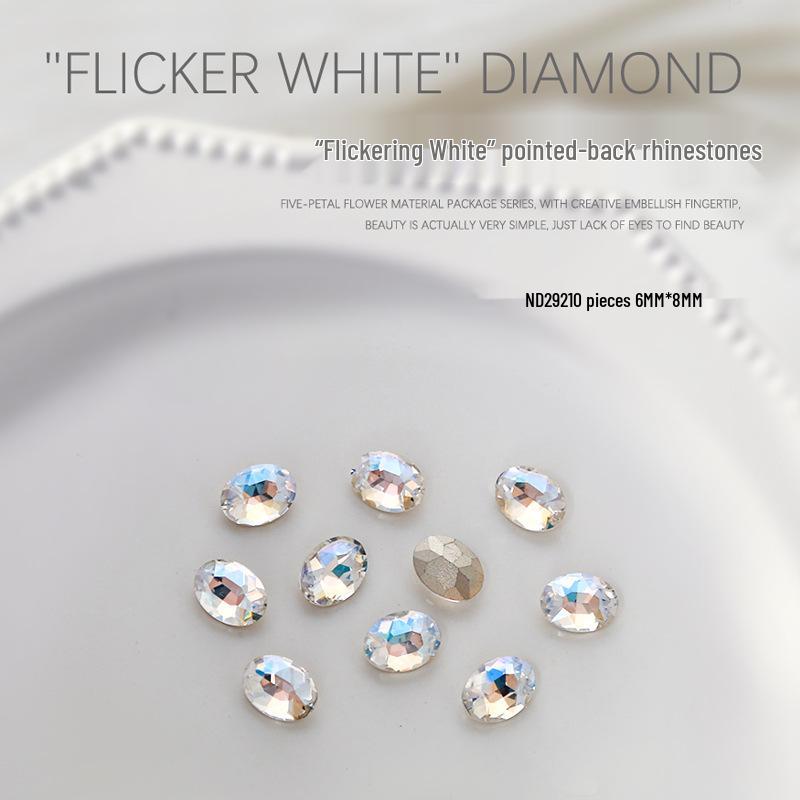 

Фальшивые украшения для ногтей: Сердце, Асимметричный, Подушка, Квадратный, Прямоугольный, Персиковое сердце - 10 сверкающих белых штук