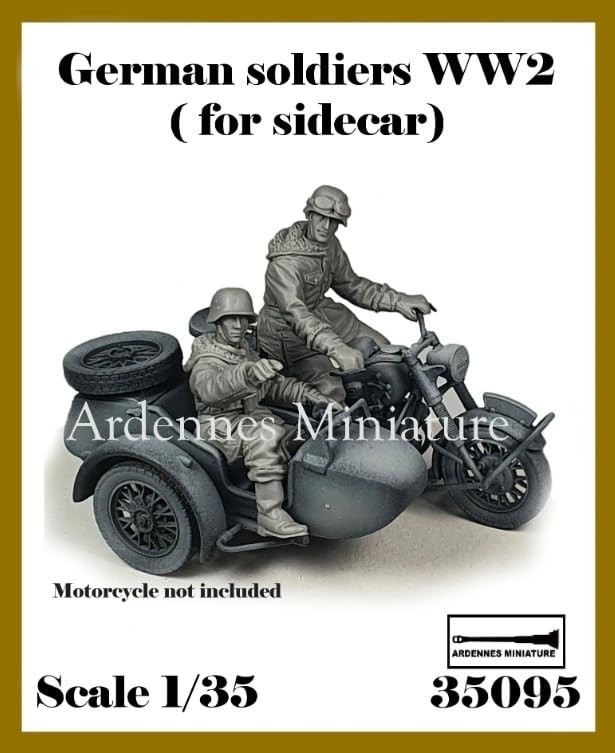Ardennes Miniatures 1/35 WWII German Sidecar Soldier Set (2-Piece Set for Italeri BMW R75) Resin Kit AR35095 (Person)
