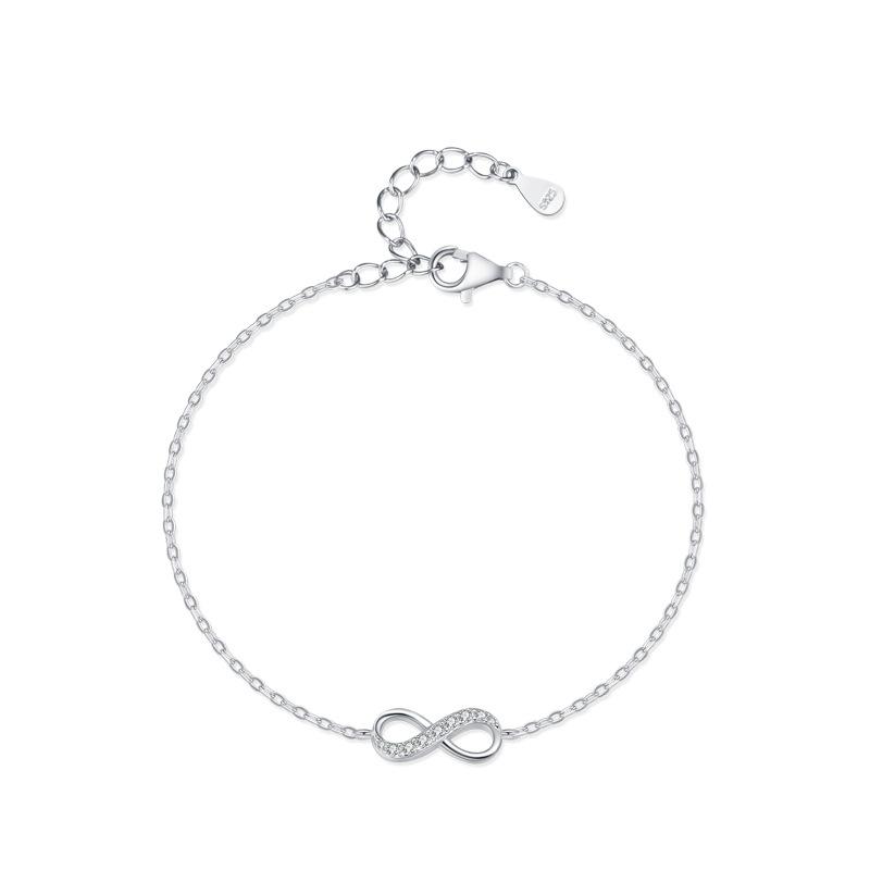 Moissanite 925 Sterling Silver Infinite Love Symbol Bracelet Temperament Cross Chain Bracelet Silver Jewelry Wedding Gift 925 silver
