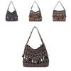 Ethnic Inspired Shoulder Bag Made From Special Material With Zipper Closure