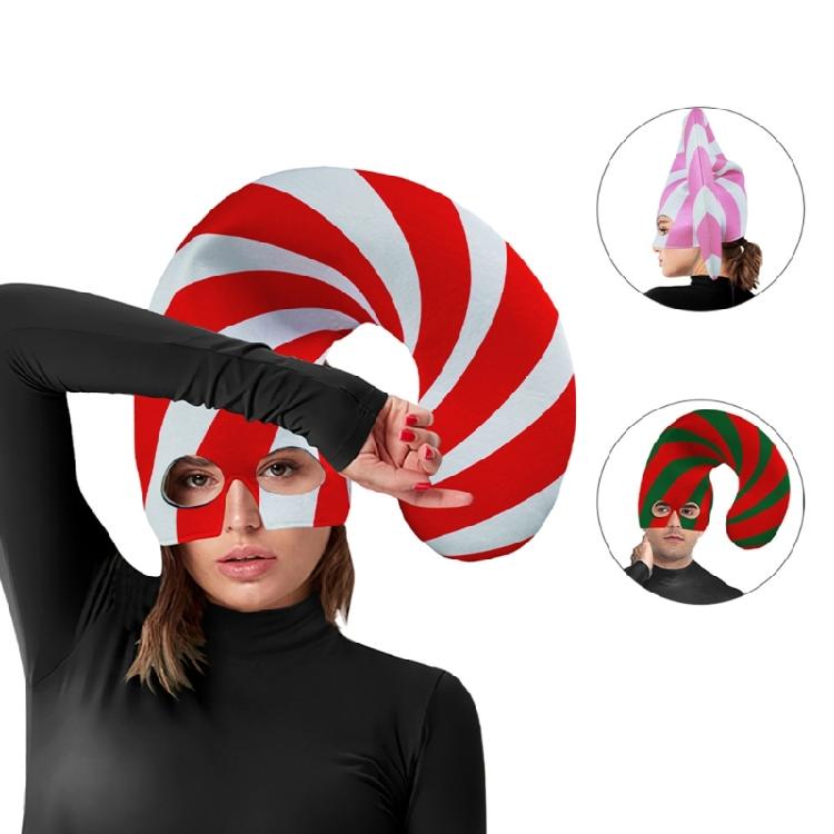 Holiday Party Hat Stripe Hat Mask Candy Cane Costume Christmas Elf Hat Christmas Candy Outfit Halloween Cosplay Costumes