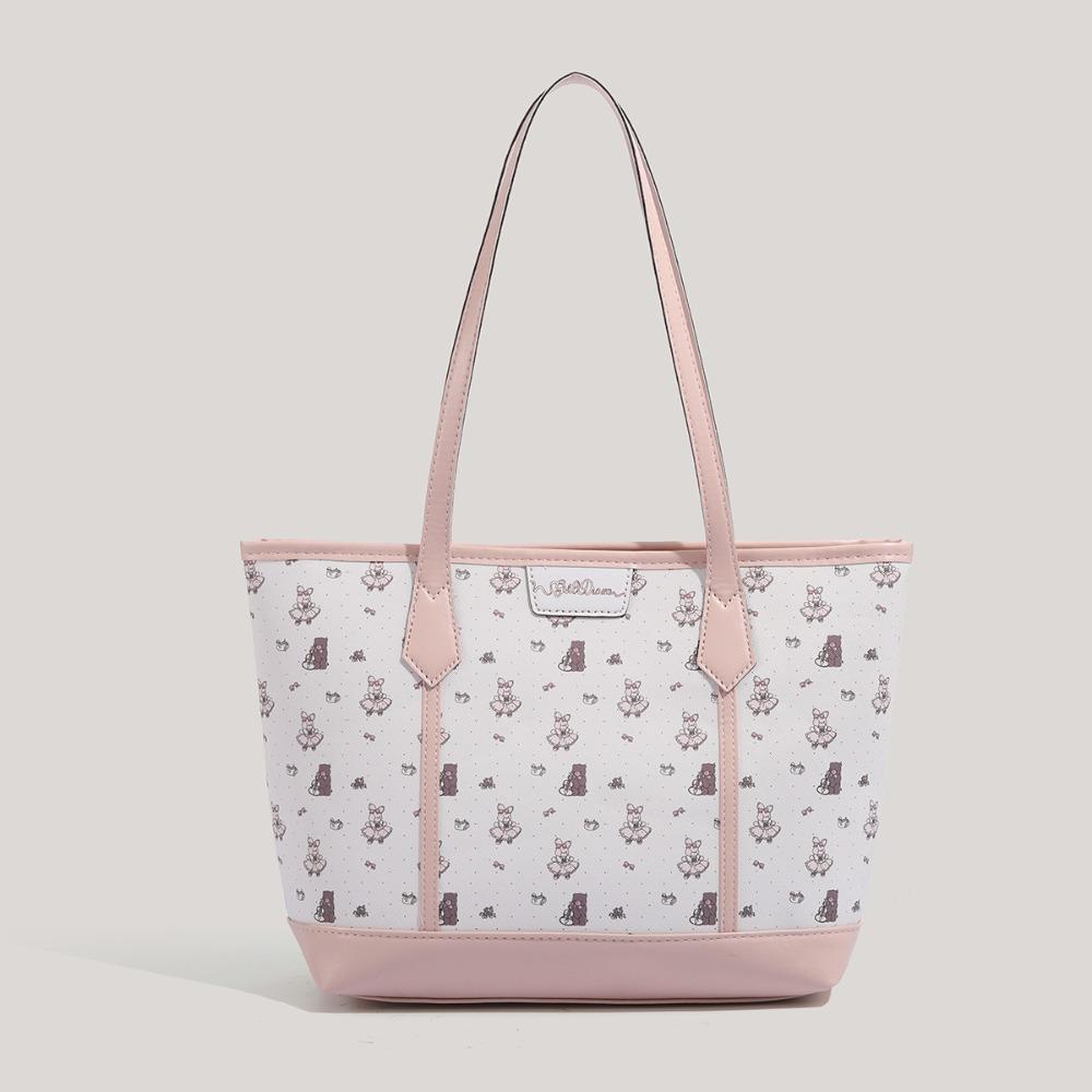 Cartoon Aesthetic Print Handbag PU Commuting Bag Kawaii Tote Bag  Casual Wear