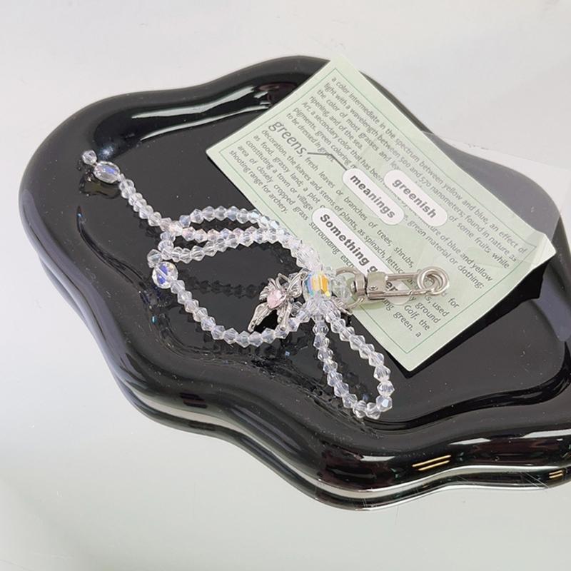 Elegant Keychain with Bowknot Pendant Phone Charm Simple Phone Lanyard Wrist Strap Hanging Keyring for Phone Case Bag