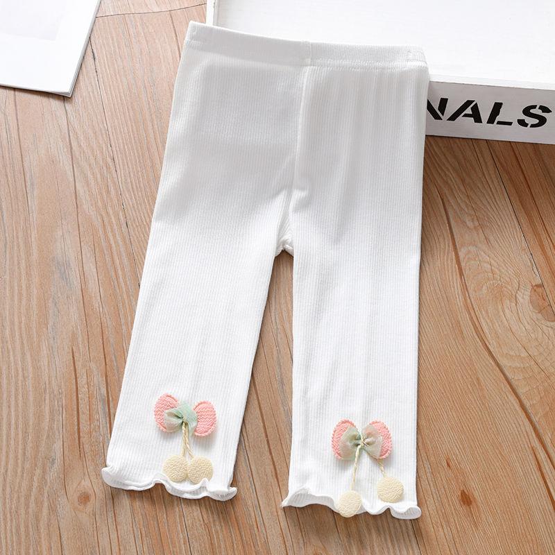 

Девочки Пятичастные Брюки Новая Летняя Одежда Детские Повседневные Леггинсы Тонкие Хлопковые Летние Брюки 110 белый