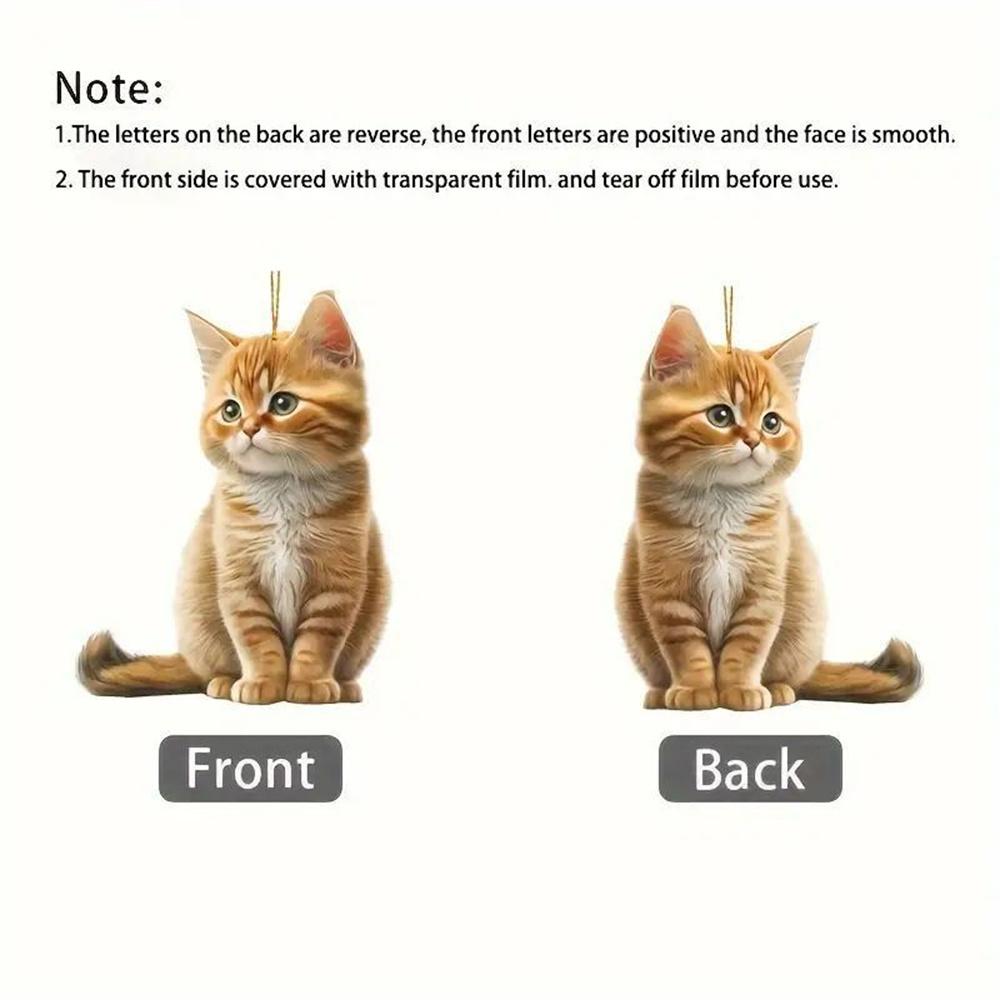 2D Acrylic Flat Printing Cute Cat Pendant Home Tree Window Hanging Decor Gift Pet Lover Car Backpack Creative Animal Ornament