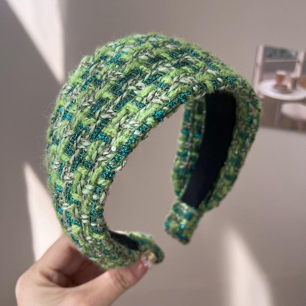 Handmade Craftsmanship Hair Hoop Tweed Fabric Wide Headband Elegant Anti-Slip Headband Daily Use
