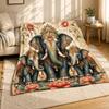 Verzierter Lotus Elefantenfamilie Korallenfleece Decke Spirituelle Dekoration